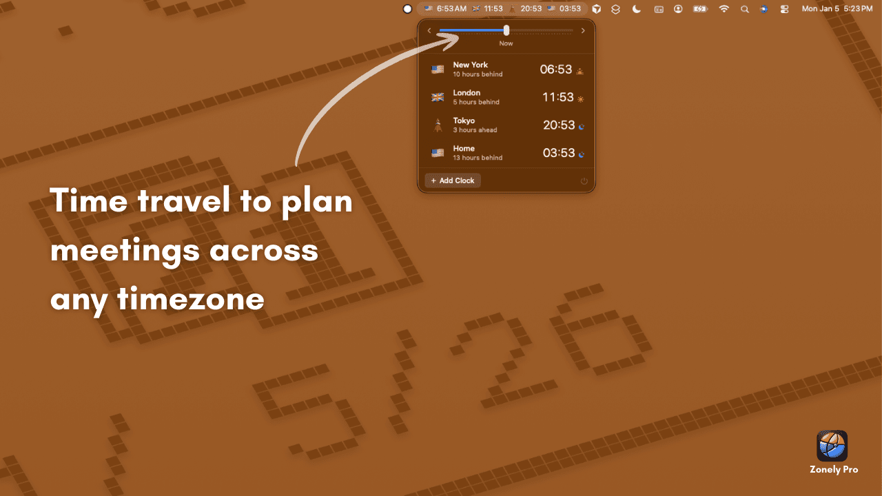 Time travel to plan meetings across any timezone
