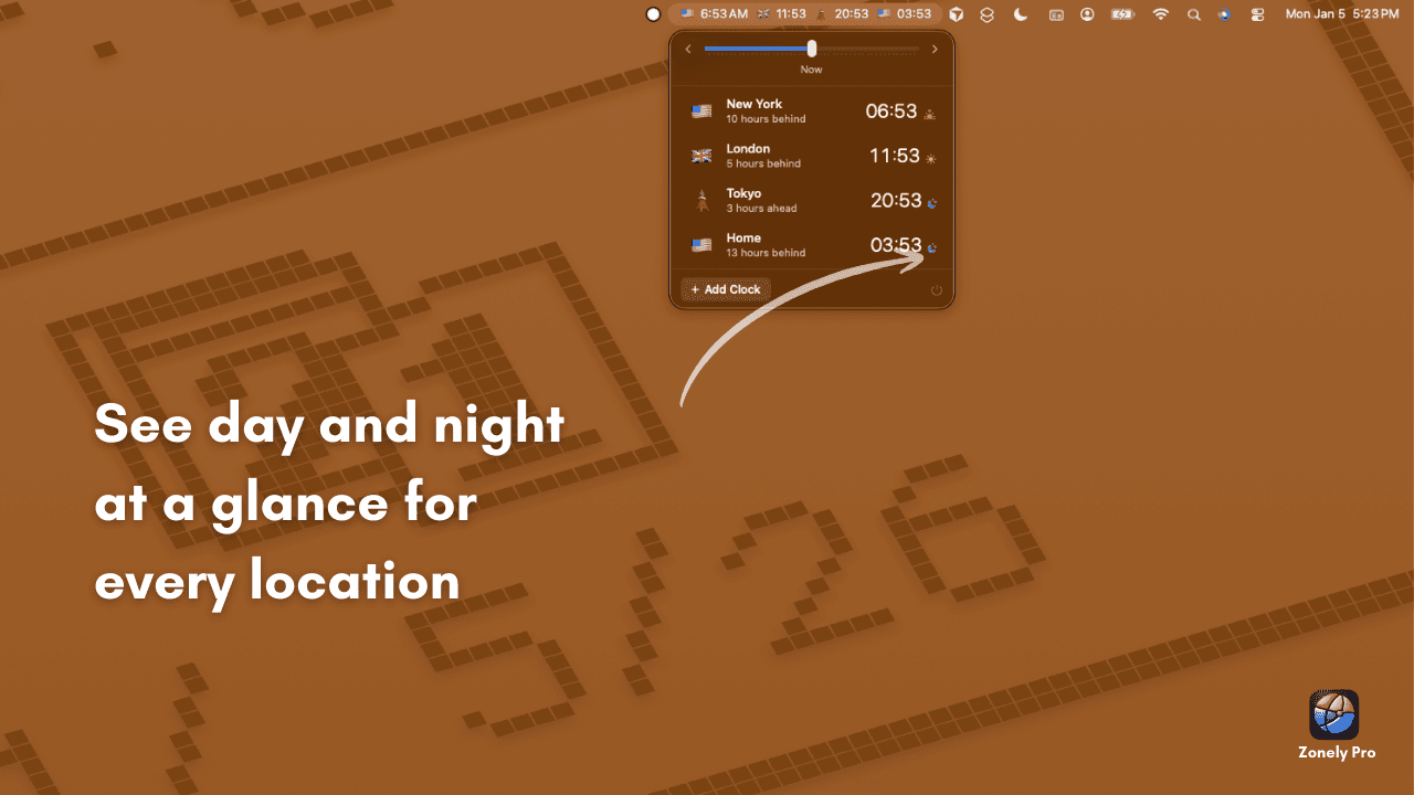See day and night at a glance for every location